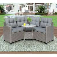 4 Piece Resin Wicker Patio Furniture Set with Round Table