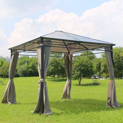 3X3M Alu.&Steel PC Roof Gazebo with Side Panels Hardtop Permanent Gazebo