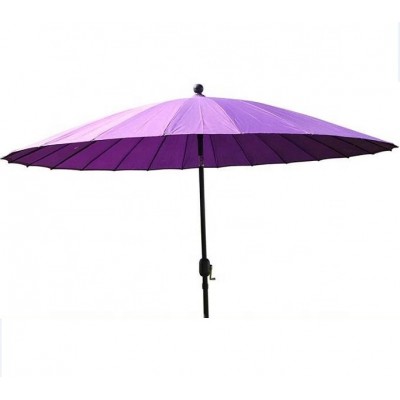 2.7M Wide Shanghai Garden Parasol Umbrella in Purple Colour With Tilt and Crank Round Sun Shade Parasol