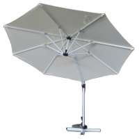 ROMA Cantilever Parasol Sand 300 cm Including Cross Base White  Round Sun Shading Garden Umbrella