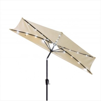 Half Round 270cm Aluminum Parasol Sun Shade Semi Round Umbrella Solar Powered LED Lighted Umbrella