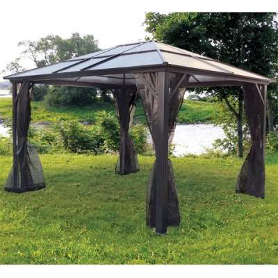 Polycarbonate Pavilion Hard top Gazebo 3 x 3m Garden Cover Sunshade