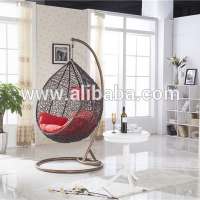 Resin Wicker Espresso Hanging Egg Chair with Cushion and Stand