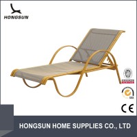 Bamboo Look Fabric French Round Chaise Lounge Chair