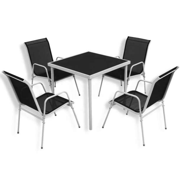 Steel Black KD Style 5 Piece Outdoor Dining Set