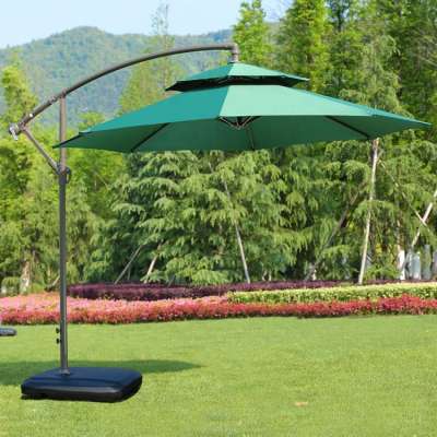 2.7m Double Top Round Patio Umbrella 9 foot Cantilever Offside Hanging Umbrellas Market Outdoor Umbrella